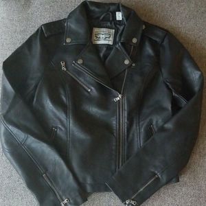 Levi's vegan leather black moto jacket size medium